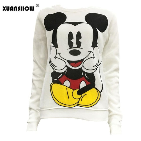 XUANSHOW 2019 Women Sweatshirts Hoodies Character Printed Casual Pullover Cute Jumpers Top Long Sleeve O-Neck Fleece Tops S-XXL