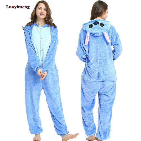 Winter Pink Unicorn Pajama Sets Cartoon Sleepwear Women Pajamas Flannel Animal Stitch Panda Unicorn Pyjama Kigurumi Nightwear