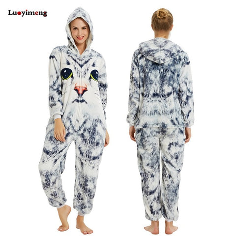 Winter Pink Unicorn Pajama Sets Cartoon Sleepwear Women Pajamas Flannel Animal Stitch Panda Unicorn Pyjama Kigurumi Nightwear