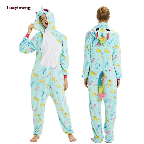 Winter Pink Unicorn Pajama Sets Cartoon Sleepwear Women Pajamas Flannel Animal Stitch Panda Unicorn Pyjama Kigurumi Nightwear