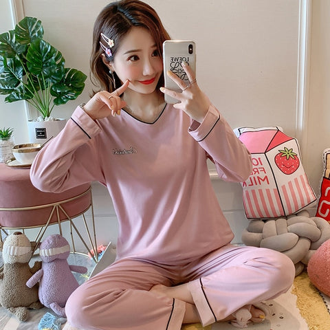 26 Style Choose Autumn Winter Women Pajamas Set 2019 Cotton Warm Long Sleeve Print Girl Sleepwear Christmas Adult  Party pajamas