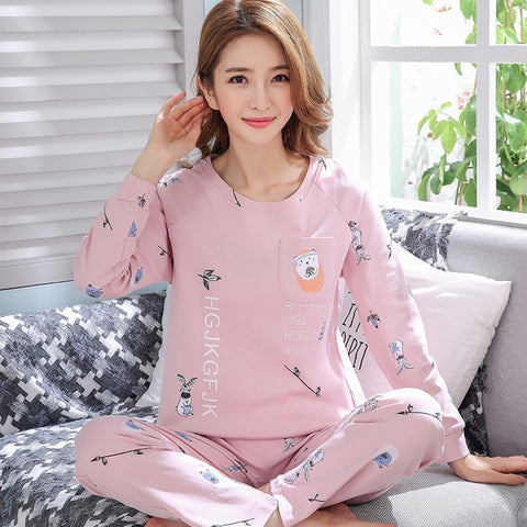 26 Style Choose Autumn Winter Women Pajamas Set 2019 Cotton Warm Long Sleeve Print Girl Sleepwear Christmas Adult  Party pajamas