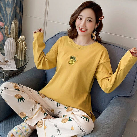 26 Style Choose Autumn Winter Women Pajamas Set 2019 Cotton Warm Long Sleeve Print Girl Sleepwear Christmas Adult  Party pajamas