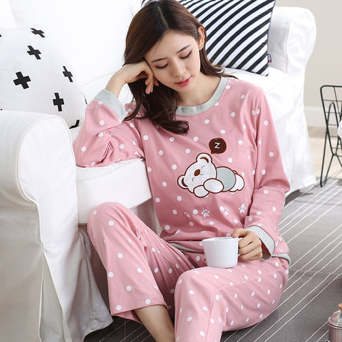 26 Style Choose Autumn Winter Women Pajamas Set 2019 Cotton Warm Long Sleeve Print Girl Sleepwear Christmas Adult  Party pajamas