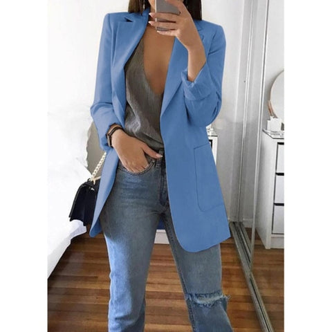 Autumn Office lady Long Slim Blazers Suit Women white Notched Blazer Coat Casual elegant long sleeve Female Business suit 2019