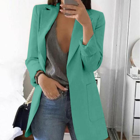 Autumn Office lady Long Slim Blazers Suit Women white Notched Blazer Coat Casual elegant long sleeve Female Business suit 2019