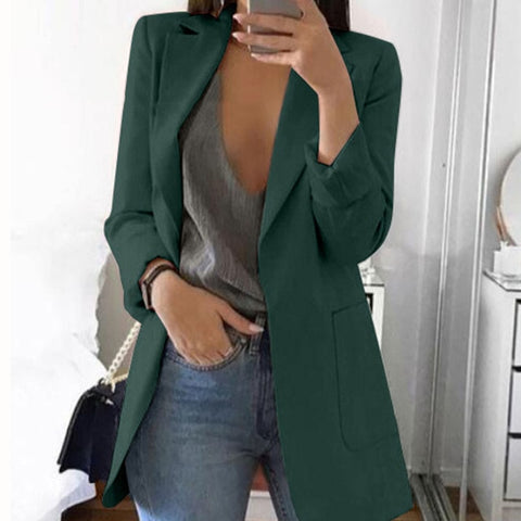 Autumn Office lady Long Slim Blazers Suit Women white Notched Blazer Coat Casual elegant long sleeve Female Business suit 2019