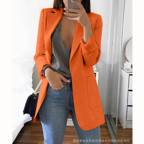 Autumn Office lady Long Slim Blazers Suit Women white Notched Blazer Coat Casual elegant long sleeve Female Business suit 2019