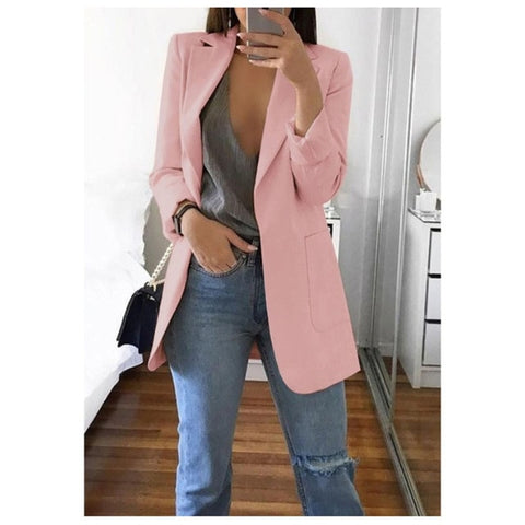 Autumn Office lady Long Slim Blazers Suit Women white Notched Blazer Coat Casual elegant long sleeve Female Business suit 2019