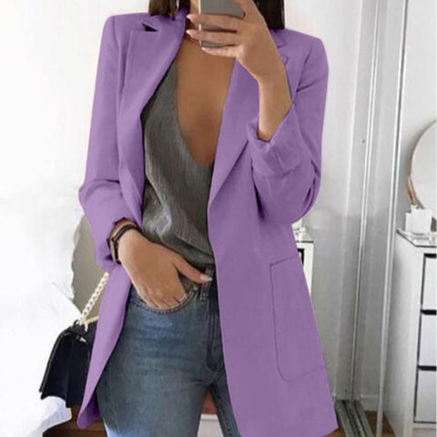 Autumn Office lady Long Slim Blazers Suit Women white Notched Blazer Coat Casual elegant long sleeve Female Business suit 2019