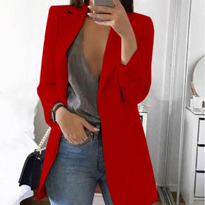 Autumn Office lady Long Slim Blazers Suit Women white Notched Blazer Coat Casual elegant long sleeve Female Business suit 2019