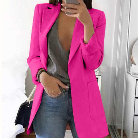 Autumn Office lady Long Slim Blazers Suit Women white Notched Blazer Coat Casual elegant long sleeve Female Business suit 2019