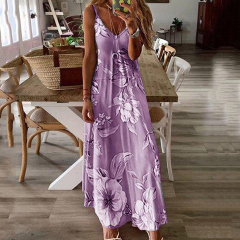 2019 Boho Floral Print Straps Long Dress Women Sexy Backless Summer Beach Maxi Dresses Womens Casual Vestidos Femme 25H