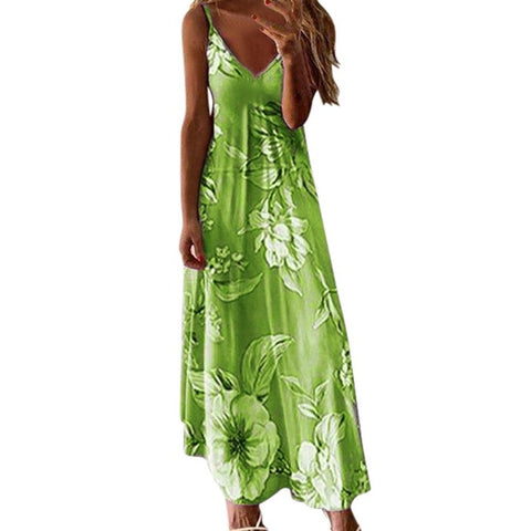 2019 Boho Floral Print Straps Long Dress Women Sexy Backless Summer Beach Maxi Dresses Womens Casual Vestidos Femme 25H