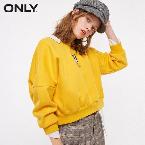 ONLY Women's autumn new cartoon letter embroidery and velvet Sweatshirt | 11839S521