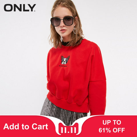 ONLY Women's autumn new cartoon letter embroidery and velvet Sweatshirt | 11839S521