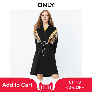 ONLY women's 2019 autumn new trendy black leopard long hoodie sweatshirt  | 11939S569