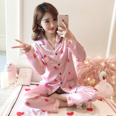 Autumn Winter 2018 WAVMIT New Women Pyjamas Silk Long Tops Set Female Pajamas Set NightSuit Sleepwear Sets Long Pant Women Night