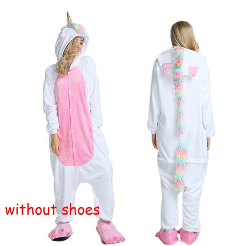 Winter Pink Unicorn Pajama Sets Cartoon Sleepwear Women Pajamas Flannel Animal Stitch Panda Unicorn Pyjama Kigurumi Nightwear