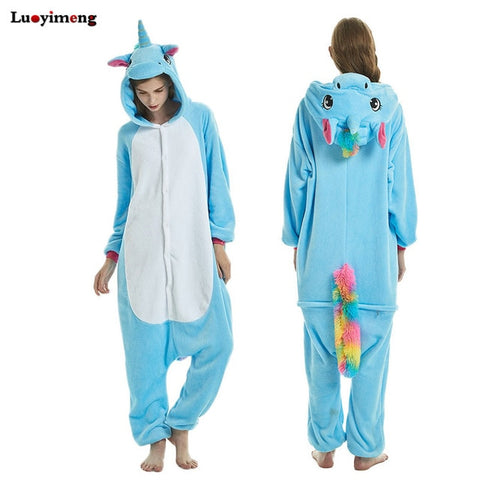 Winter Pink Unicorn Pajama Sets Cartoon Sleepwear Women Pajamas Flannel Animal Stitch Panda Unicorn Pyjama Kigurumi Nightwear