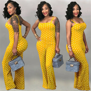 2019 Women Ladies Clubwear Summer Playsuit Jumpsuit Romper Long Pants Polka Dots Party Trousers Plus Size