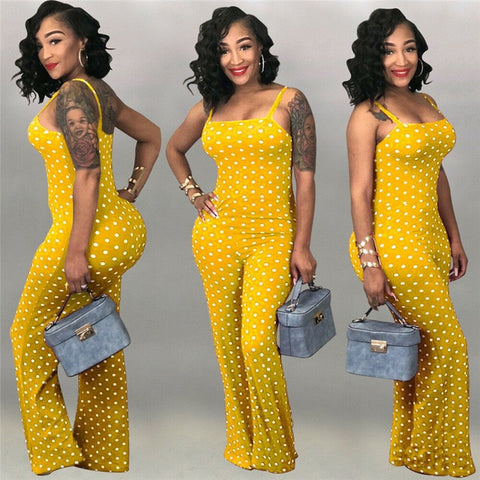 2019 Women Ladies Clubwear Summer Playsuit Jumpsuit Romper Long Pants Polka Dots Party Trousers Plus Size