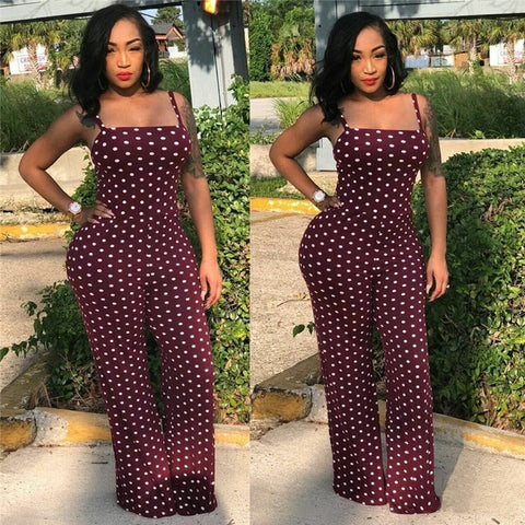 2019 Women Ladies Clubwear Summer Playsuit Jumpsuit Romper Long Pants Polka Dots Party Trousers Plus Size